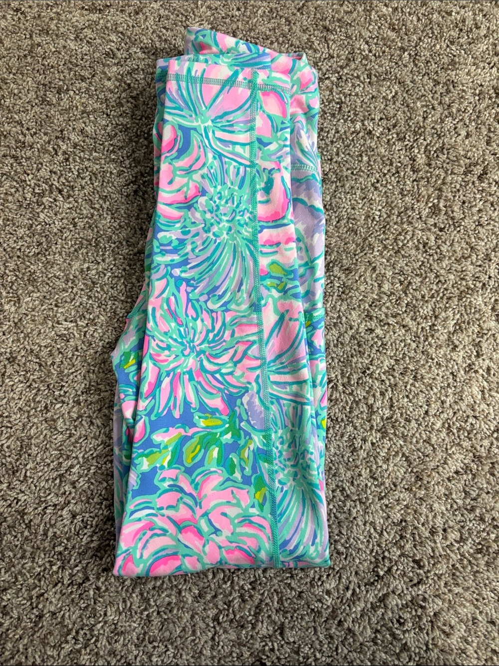 Lilly Pulitzer Pink, Aqua & Lime Floral Leggings - Picture 7 of 7